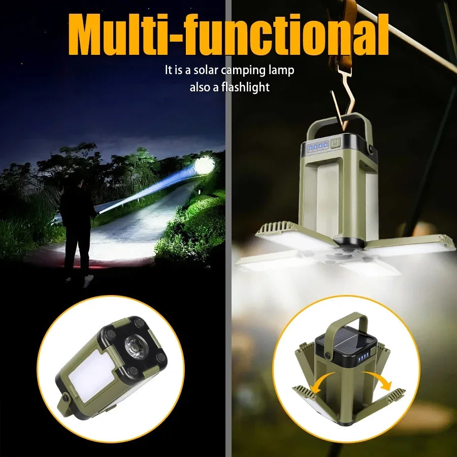 NEWBIRTH Solar Rechargeable LED Camping Lamp Foldable Tent Light