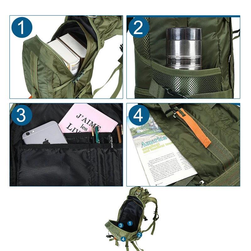 LQARMY Waterproof Hiking Backpack Lightweight Daypack For Travel