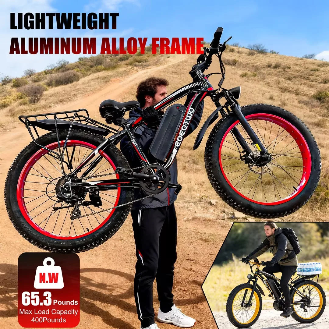 EOEOTWO E01 Electric Fat Tire Mountain Ebike 34MPH 60 Miles