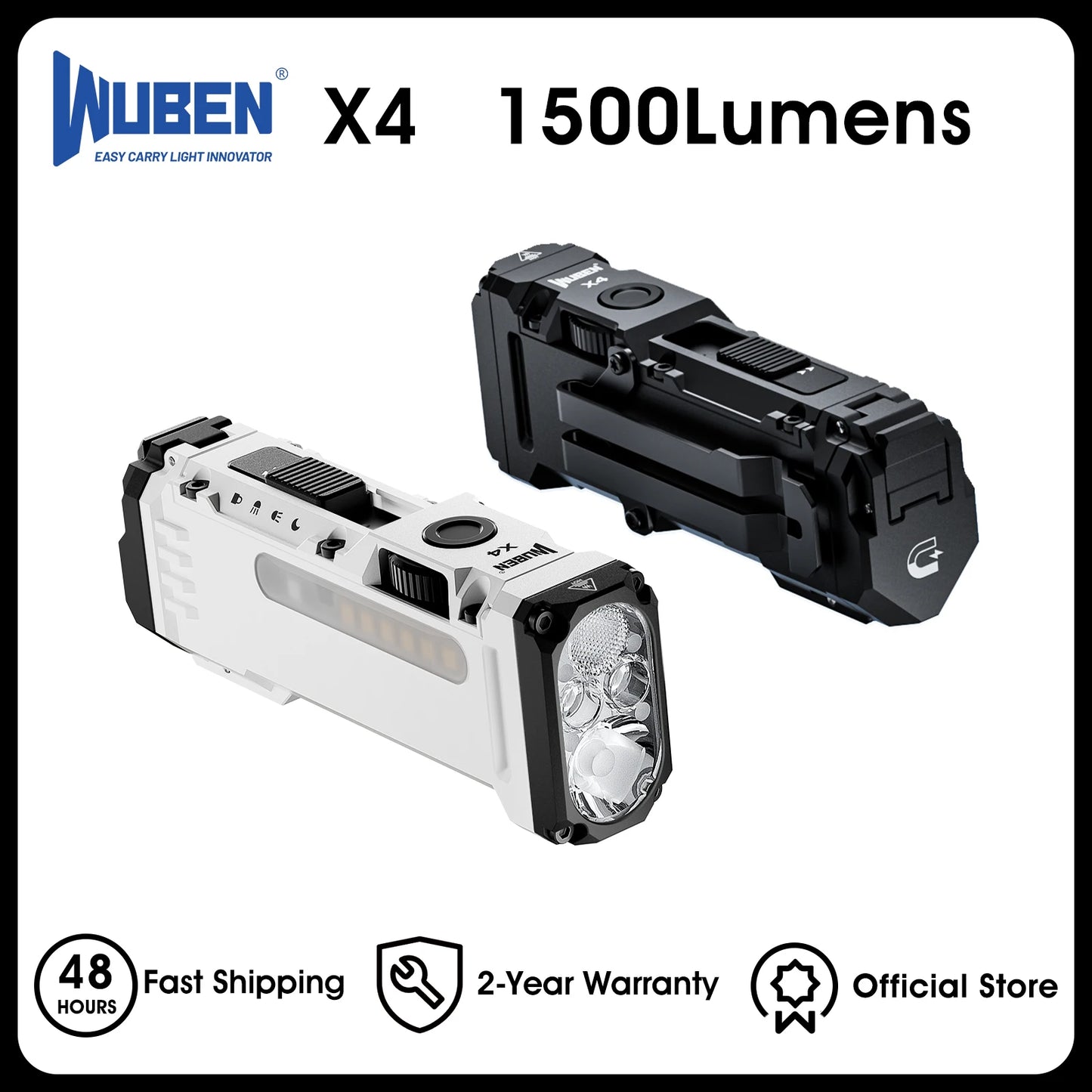 WUBEN X4 EDC Flashlight RGB 1500 Lumens IP68 Magnetic