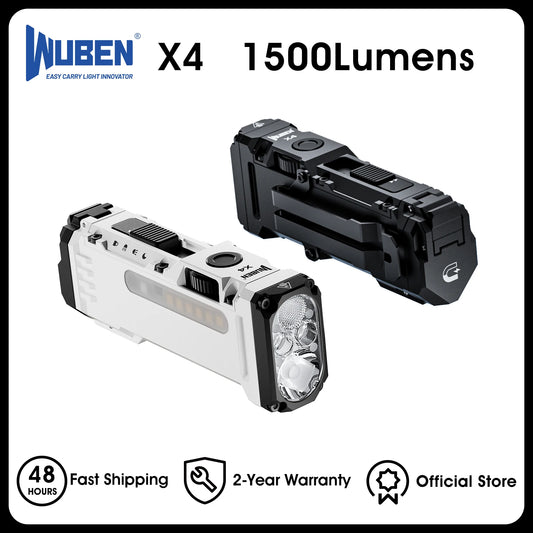 WUBEN X4 EDC Flashlight RGB 1500 Lumens IP68 Magnetic