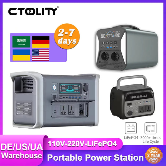 CTOLITY Portable Power Station 2400W LiFePO4 Solar Generator 1024Wh