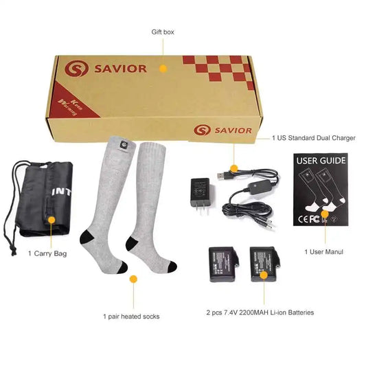 Savior Winter Thermal Heated Socks Ski Gloves With Rechargeable Battery