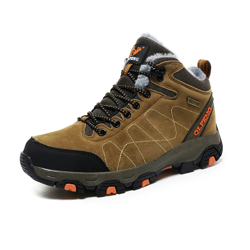 QIFENGCN Hiking Boots Mens Winter Warm Faux Fur Ankle Boots