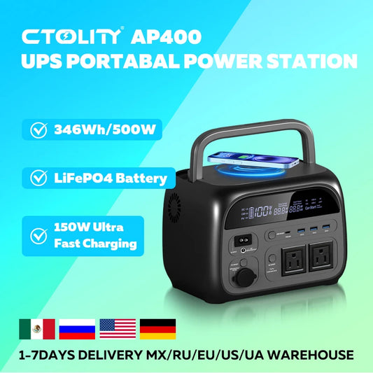 CTOLITY AP400 500W Portable Power Station LiFePO4 Battery Backup