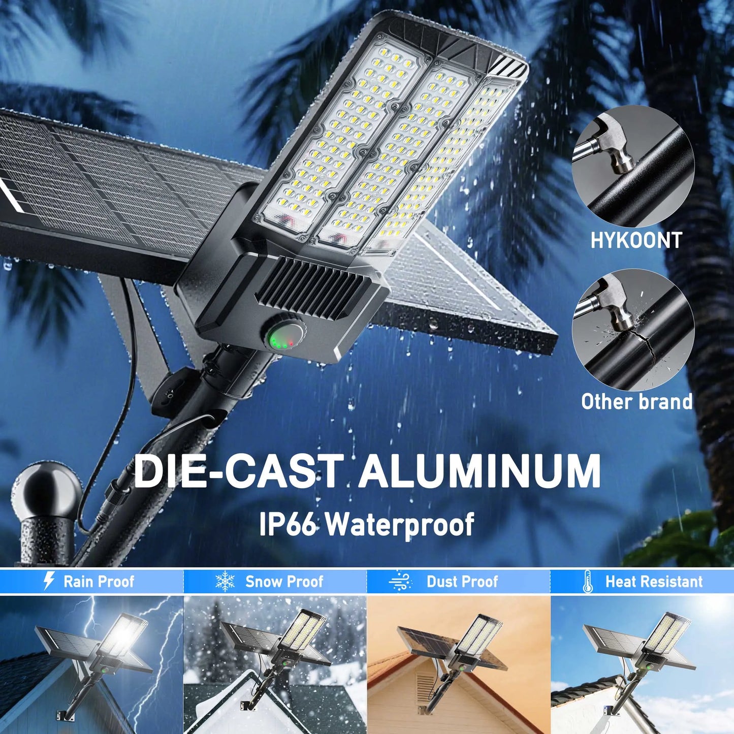 Solar LED Parking Lot Light With Motion Sensor Monocrystalline Panel