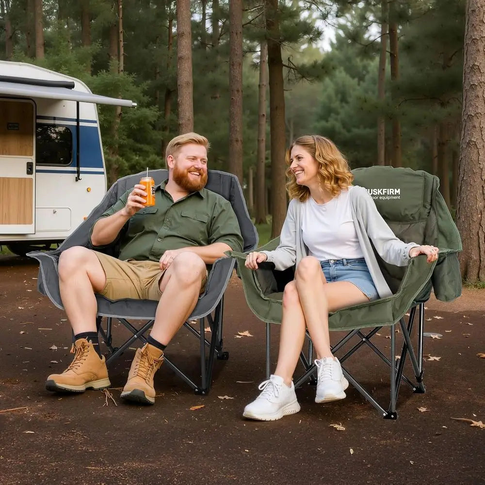 Oversized Padded Camping Chair With Cup Holder And 450Lb Capacity