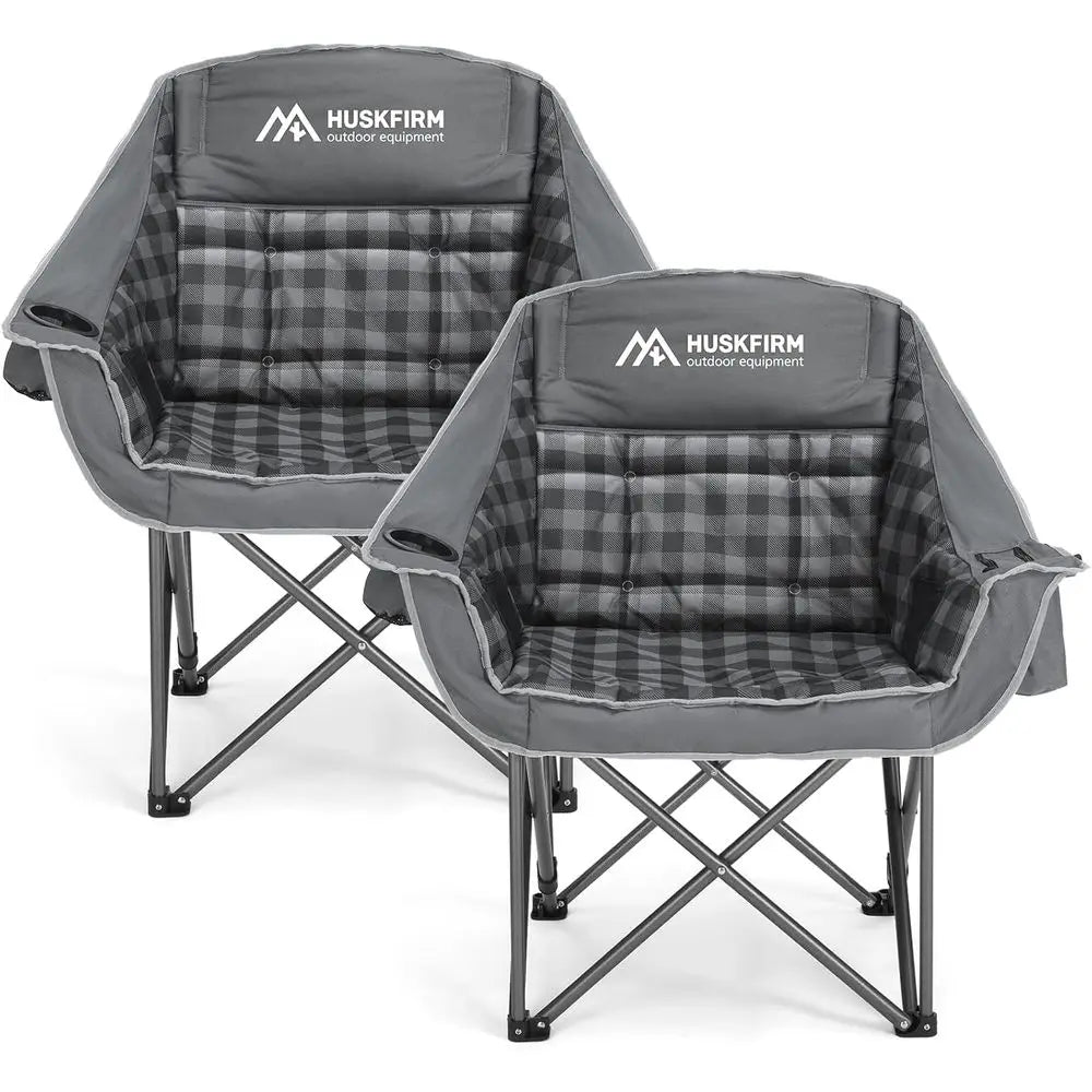 Oversized Padded Camping Chair With Cup Holder And 450Lb Capacity