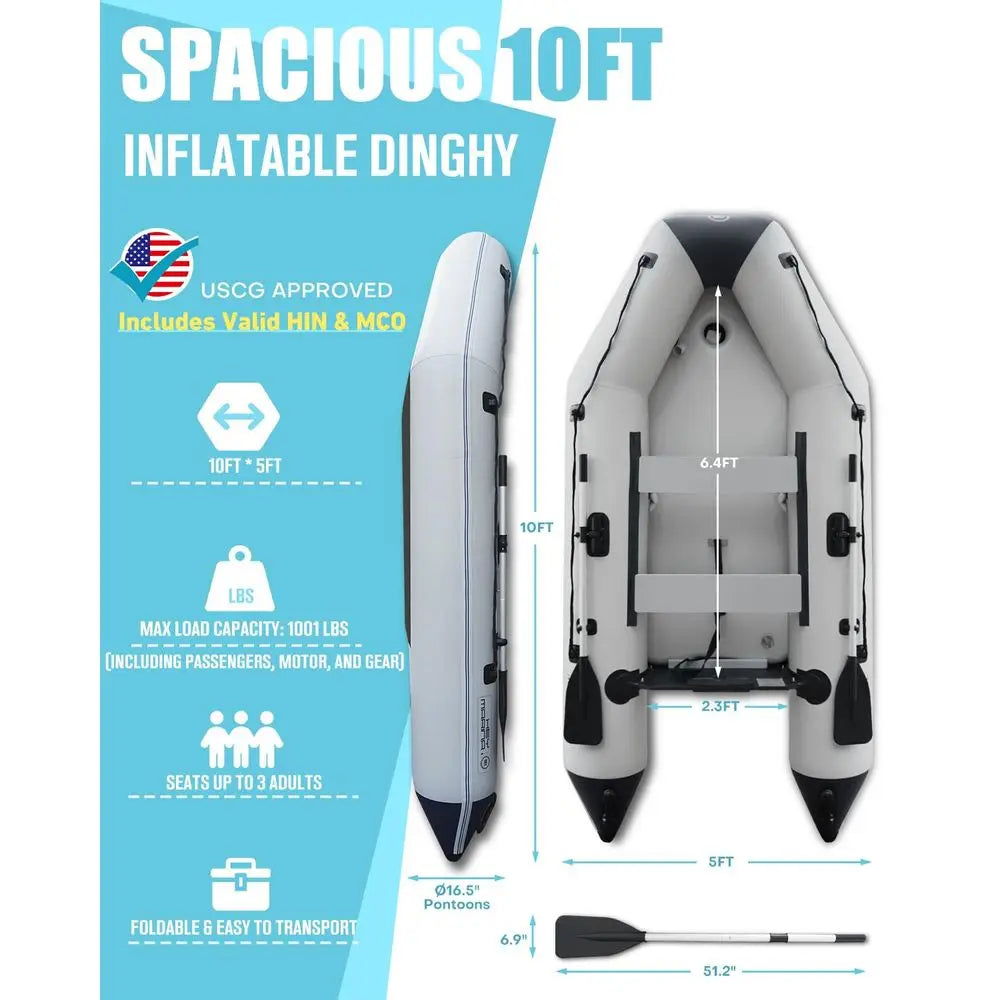Inflatable Dinghy Boat With Drop Floor For Adults And Oars