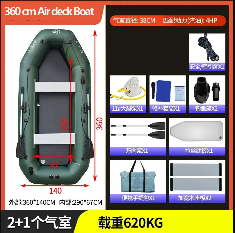 IHOME BOATPARTS Inflatable Fishing Kayak With Air Deck Bottoms