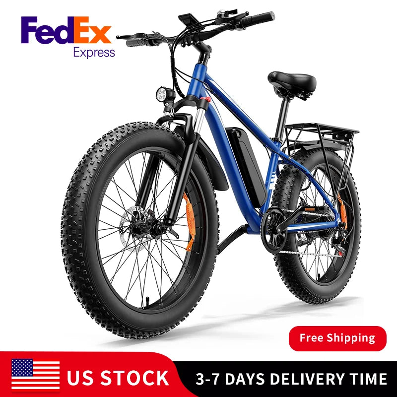 Electric Fat Tire 1000W 48V E Bike With Dual Suspension