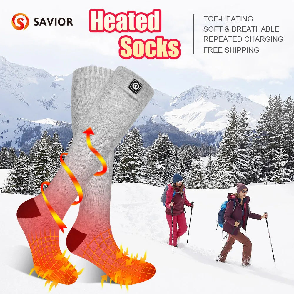 Savior Winter Thermal Heated Socks Ski Gloves With Rechargeable Battery