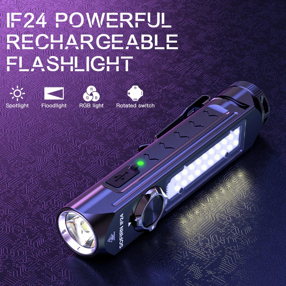 Sofirn IF24 RGB 2000Lm Rechargeable Flashlight With Magnetic Tailcap