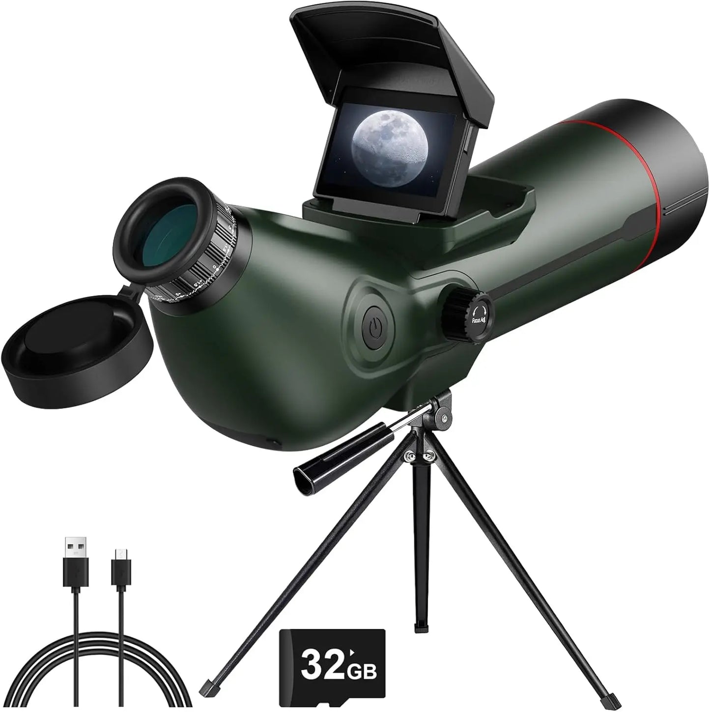 HrvzdvwEyepiece Digital Spotting Scope With 4K Screen And Tripod