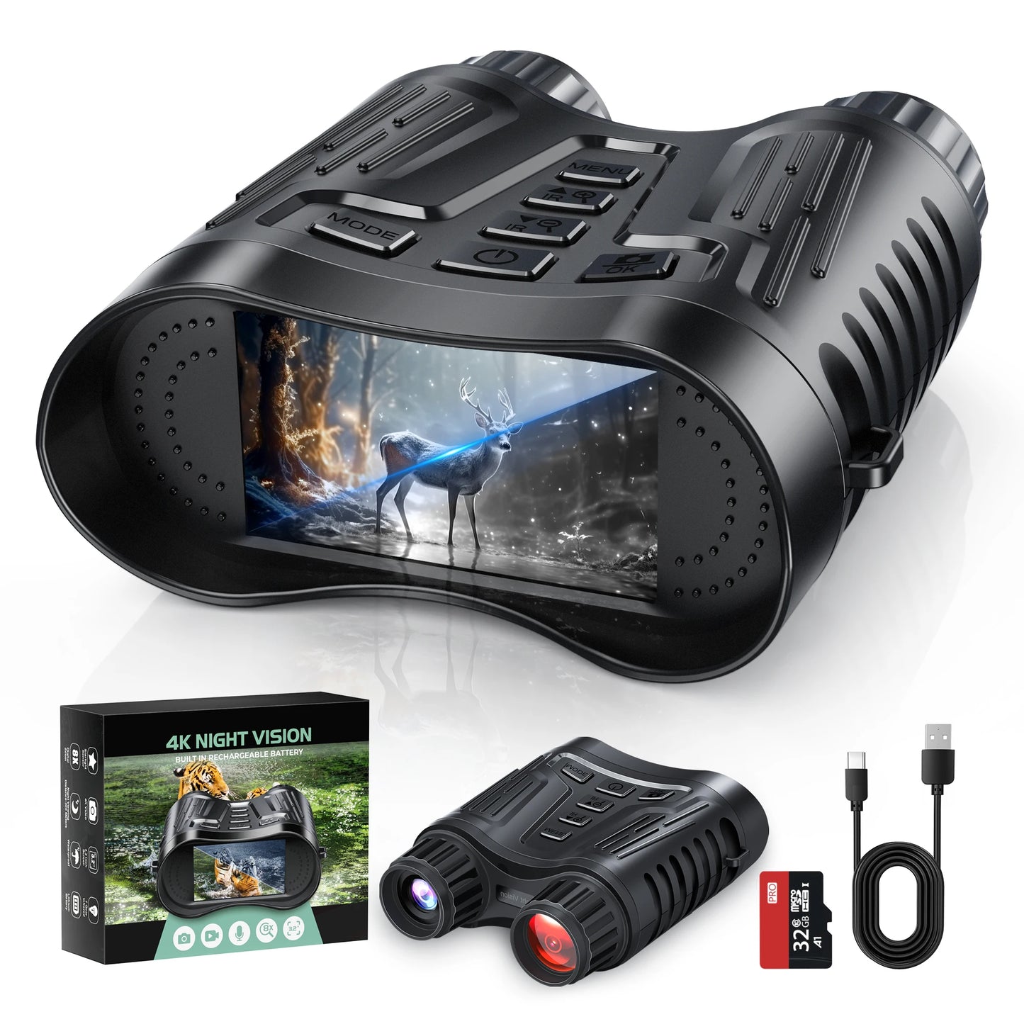 Letcmoi Rechargeable Night Vision Binoculars 8X Hunting