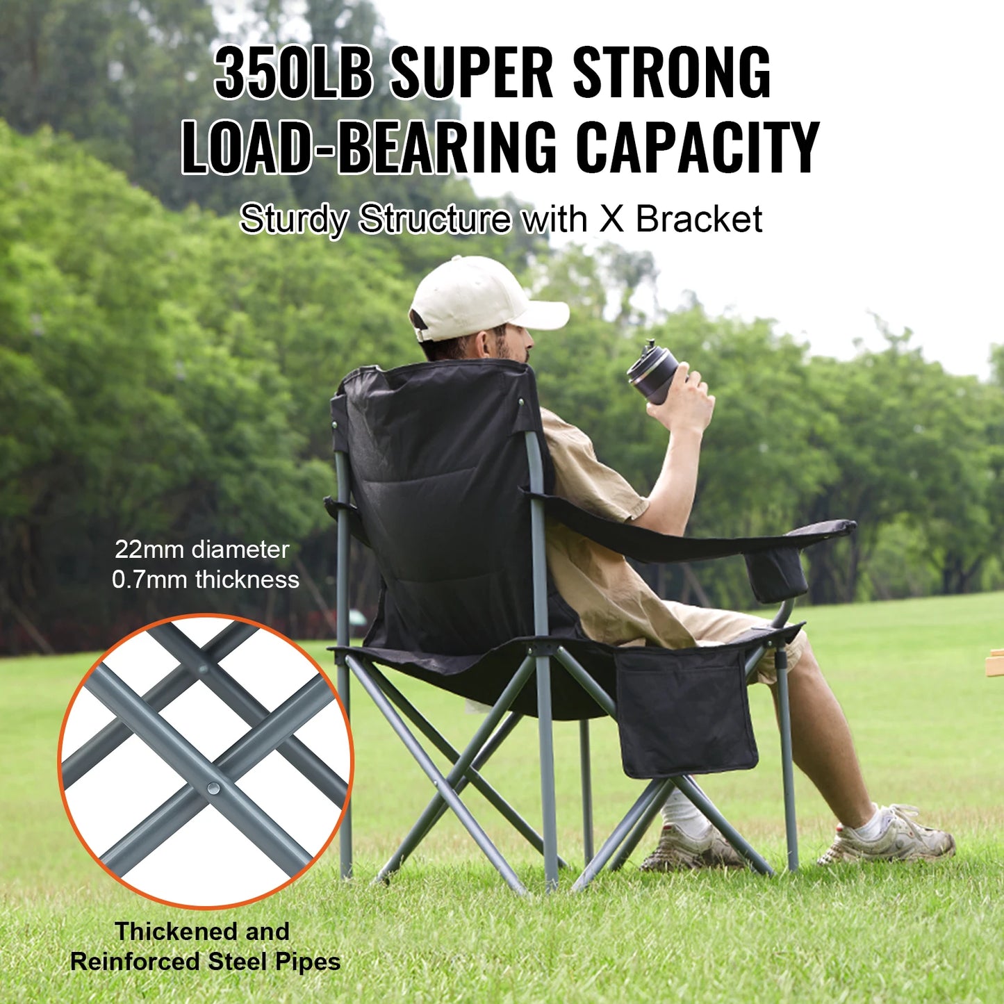 SucceBuy Ultralight Outdoor Camping Chair 350Lb Load Folding Seat