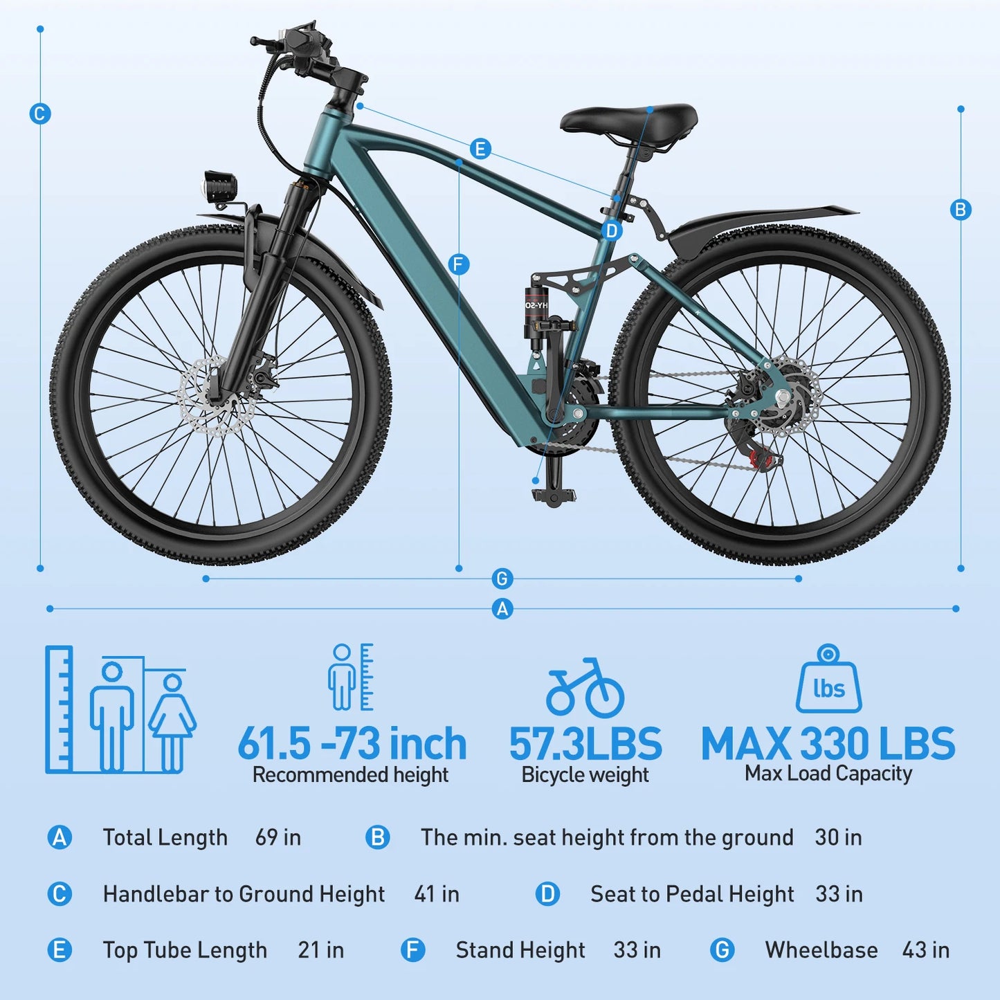 Electric Mountain E Bike 750W Peak Motor 36V Battery