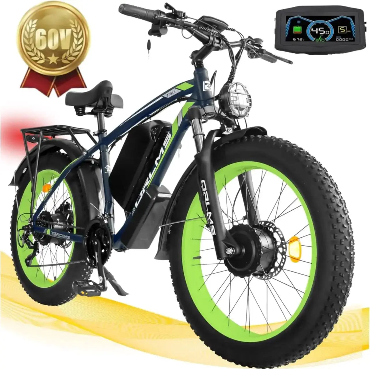 TS60 5000W Dual Motor E Bike With 60V 25Ah Battery