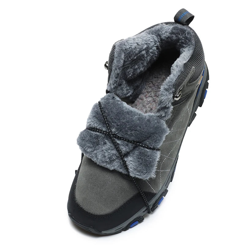 QIFENGCN Hiking Boots Mens Winter Warm Faux Fur Ankle Boots