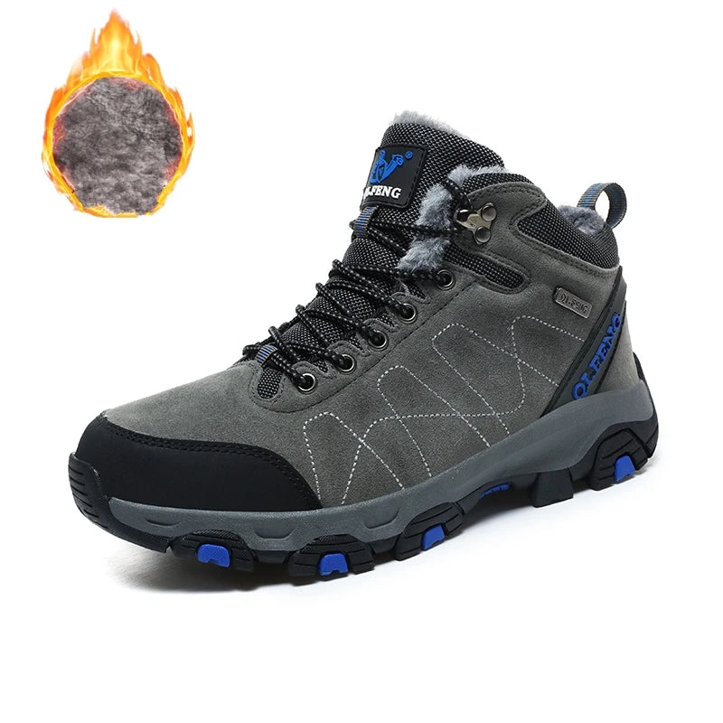 QIFENGCN Hiking Boots Mens Winter Warm Faux Fur Ankle Boots