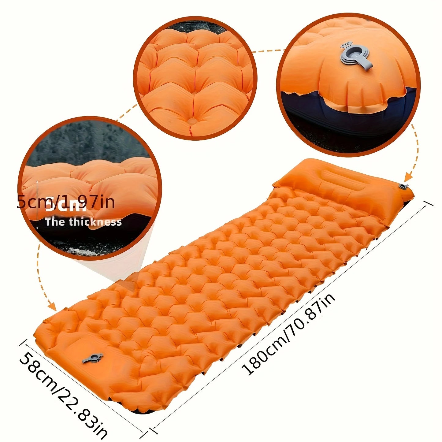 LAAOVE Outdoor Sleeping Pad Inflatable Mattress With Built-In Pump Pillows