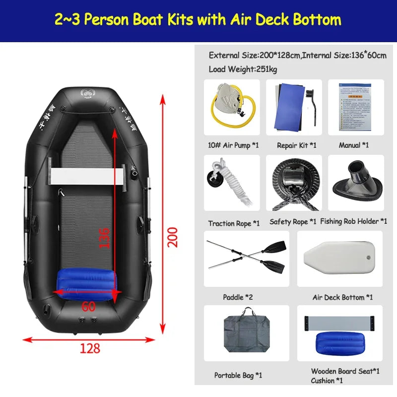 IHOMEINF Foldable Inflatable Boat Raft for Adults Dinghy TearResistant