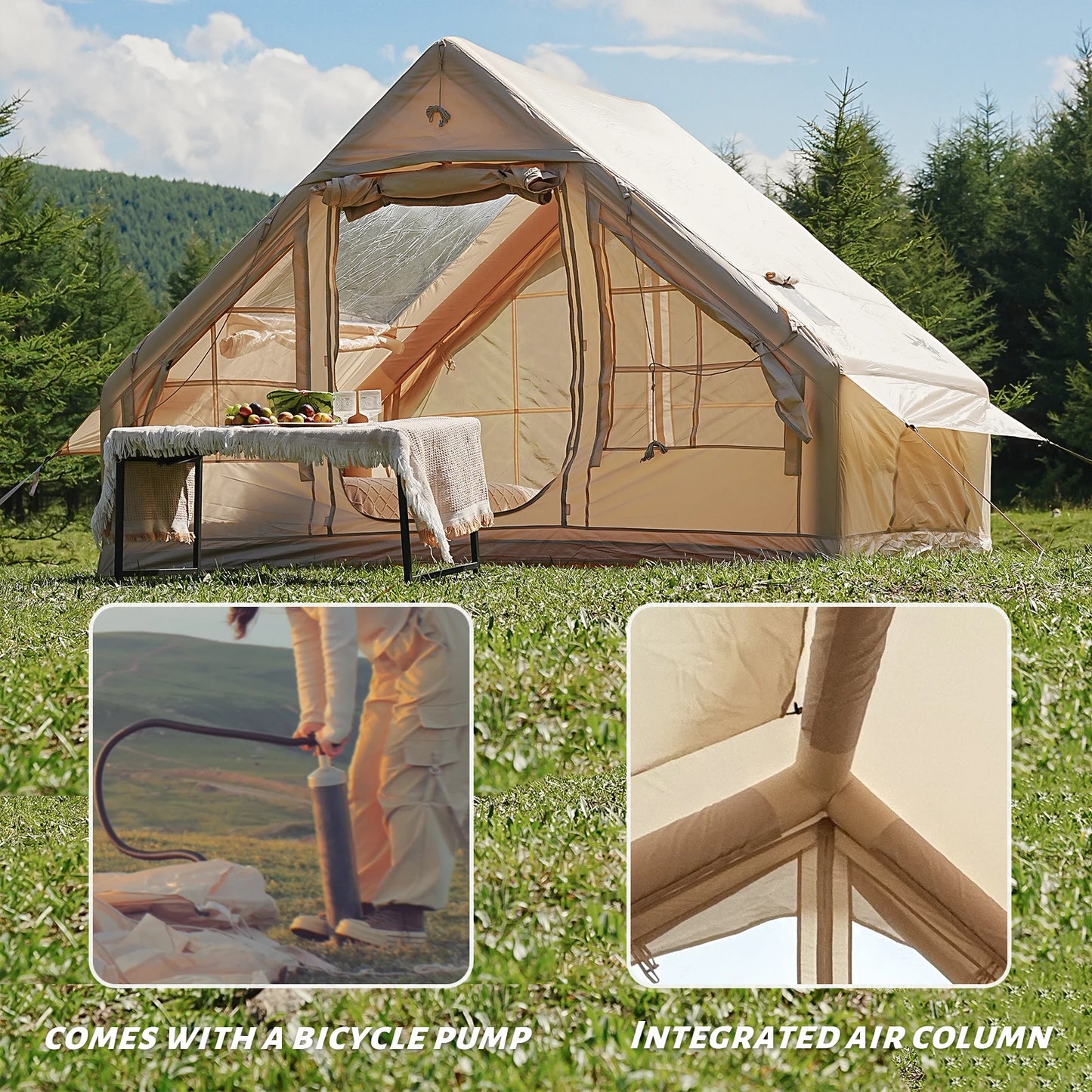 Pakicetus Inflatable Camping Tent Quick Setup 4-Season Shelter