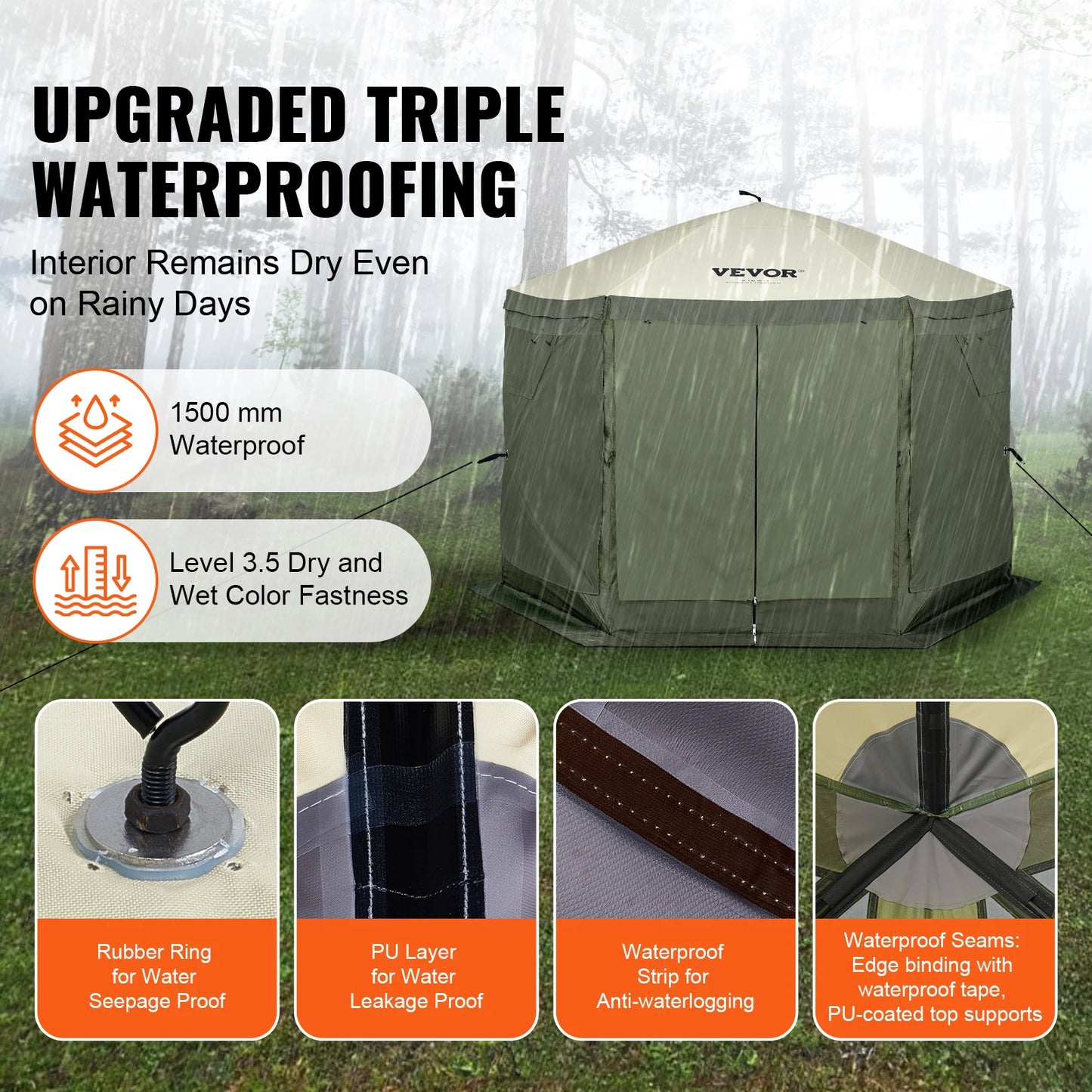 SucceBuy Pop Up Gazebo Tent 6Sided Canopy Sun Shelter