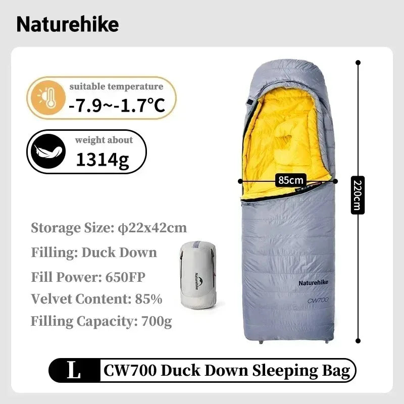 Naturehike CW700 Ultralight Winter Duck Down Sleeping Bag 650FP Waterproof