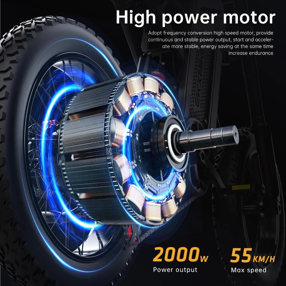 X21 Adult Electric Dirt Bike, 4000W Peak 34MPH 75 Miles, 48V 35Ah Battery, 20" Fat Tire Full Suspension Electric Mountain Bike