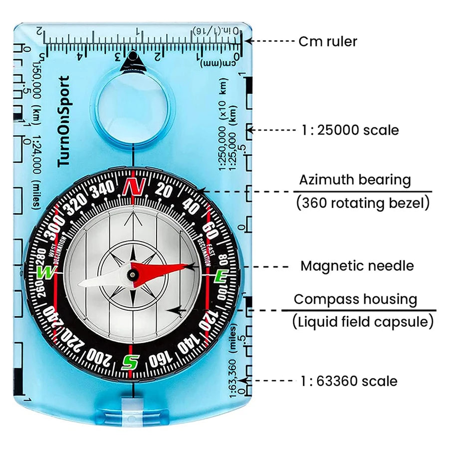 Professional Waterproof Camping Compass For Outdoor Navigation Map Reading