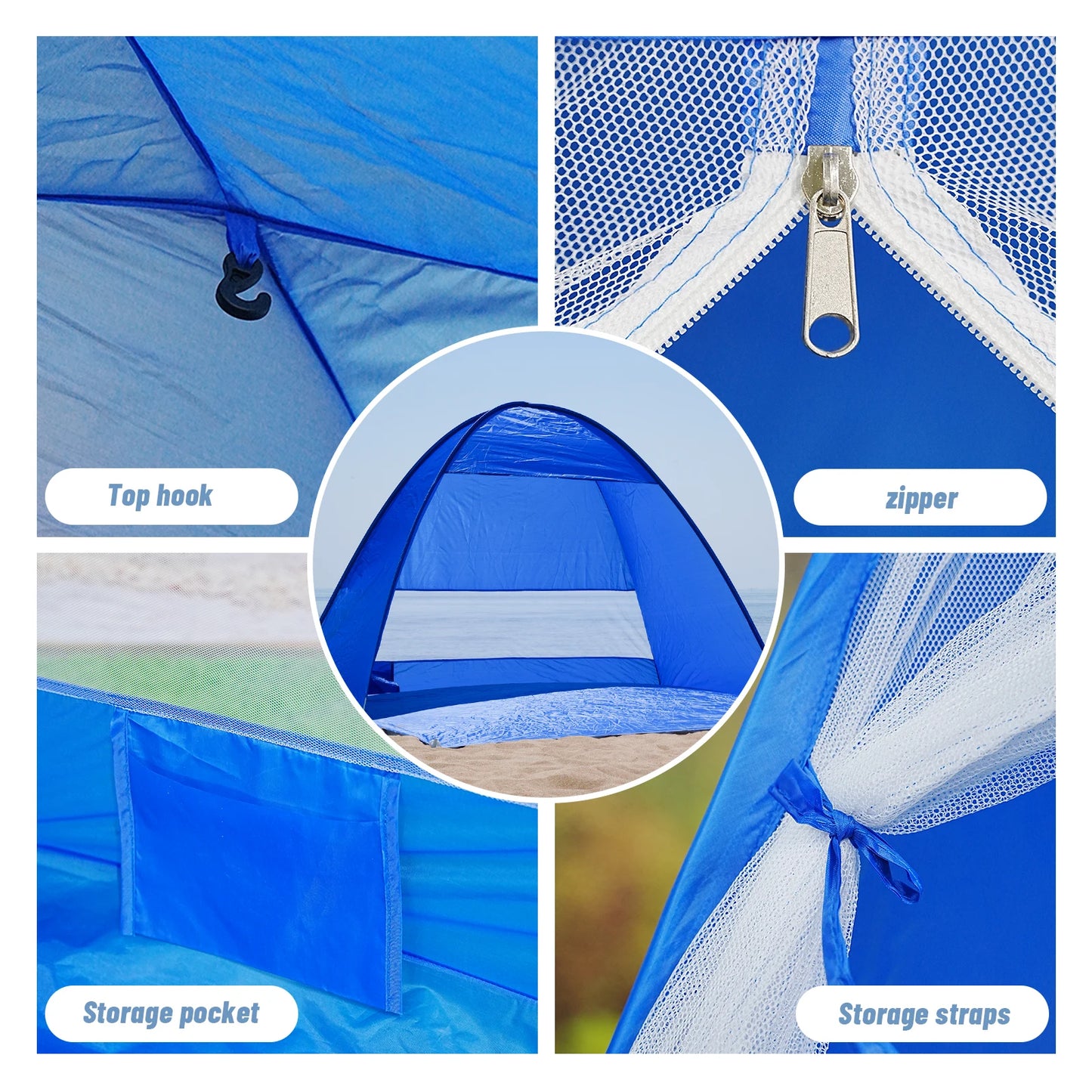 Pakicetus Pop Up Beach Tent With Handbag, Compact Folding Design