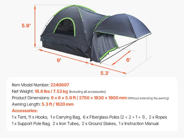SucceBuy All Weather Truck Bed Tent For Camping Gear