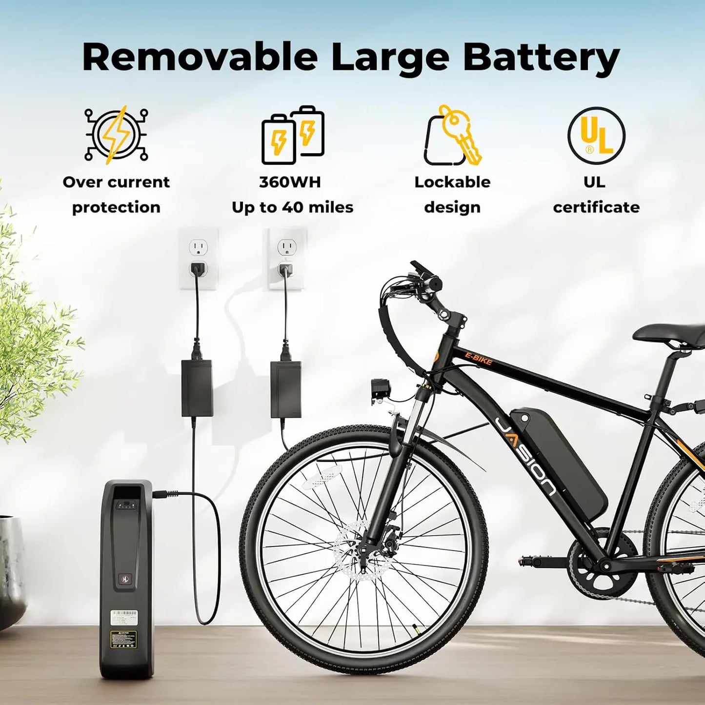EB5 Electric Mountain Bike 1000W Peak Motor With 360Wh Battery