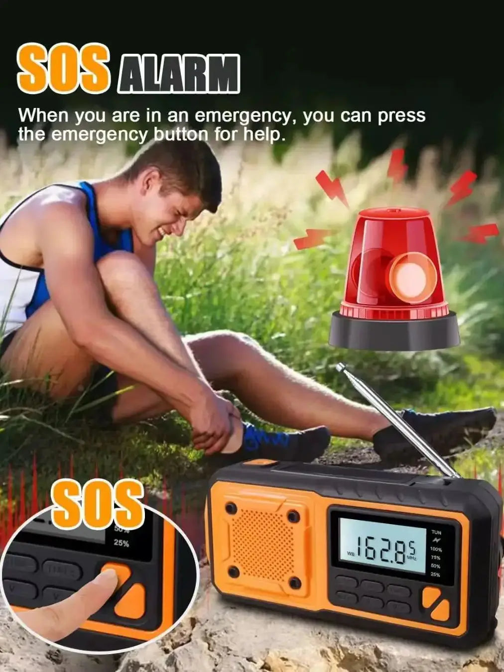Sayin 4000mAh Solar Power Bank Radio With Crank Flashlight