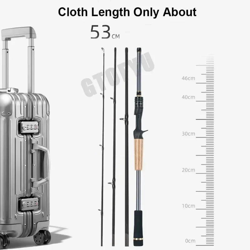 GTOFYU Travel Lure Rod 4Section Carbon Spinning Rod 4To25g