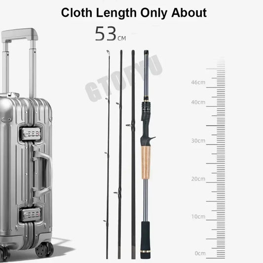 GTOFYU Travel Lure Rod 4Section Carbon Spinning Rod 4To25g