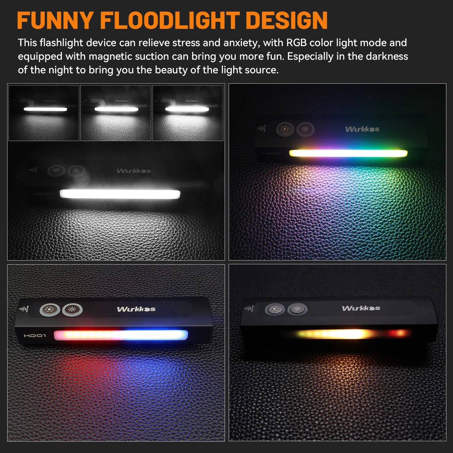 Wurkkos HD01 1200LM Multifunctional Flashlight IP65 RGB For Hiking