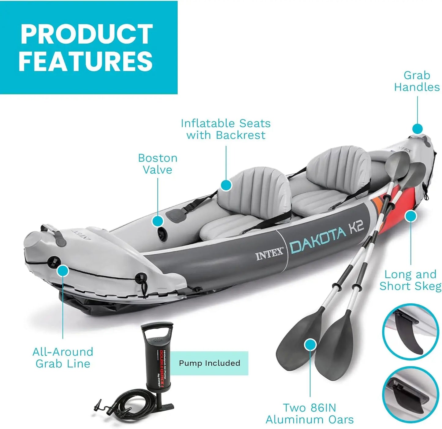 2-Person Inflatable Kayak Set With Aluminum Oars And Pump