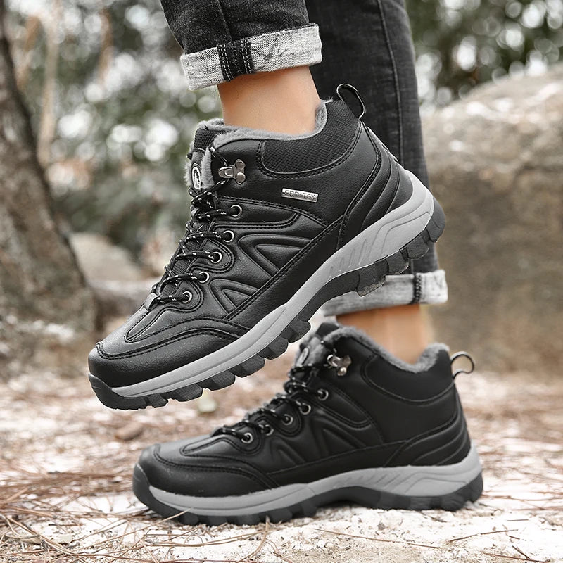 Brand Winter Waterproof Leather Snow Boots For Men