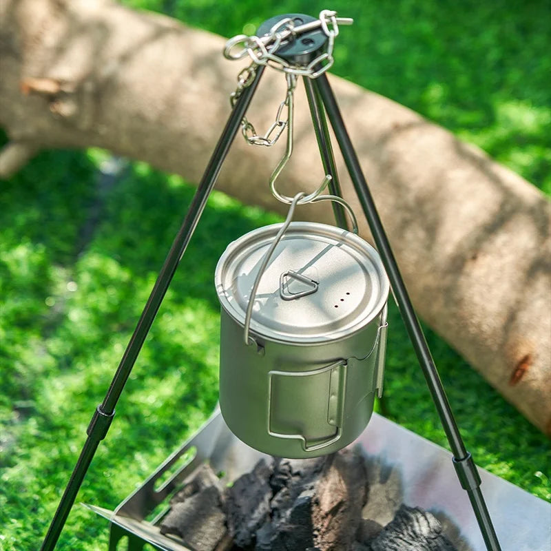Titanium Camping Cookware Set With Folding Mug And Pot