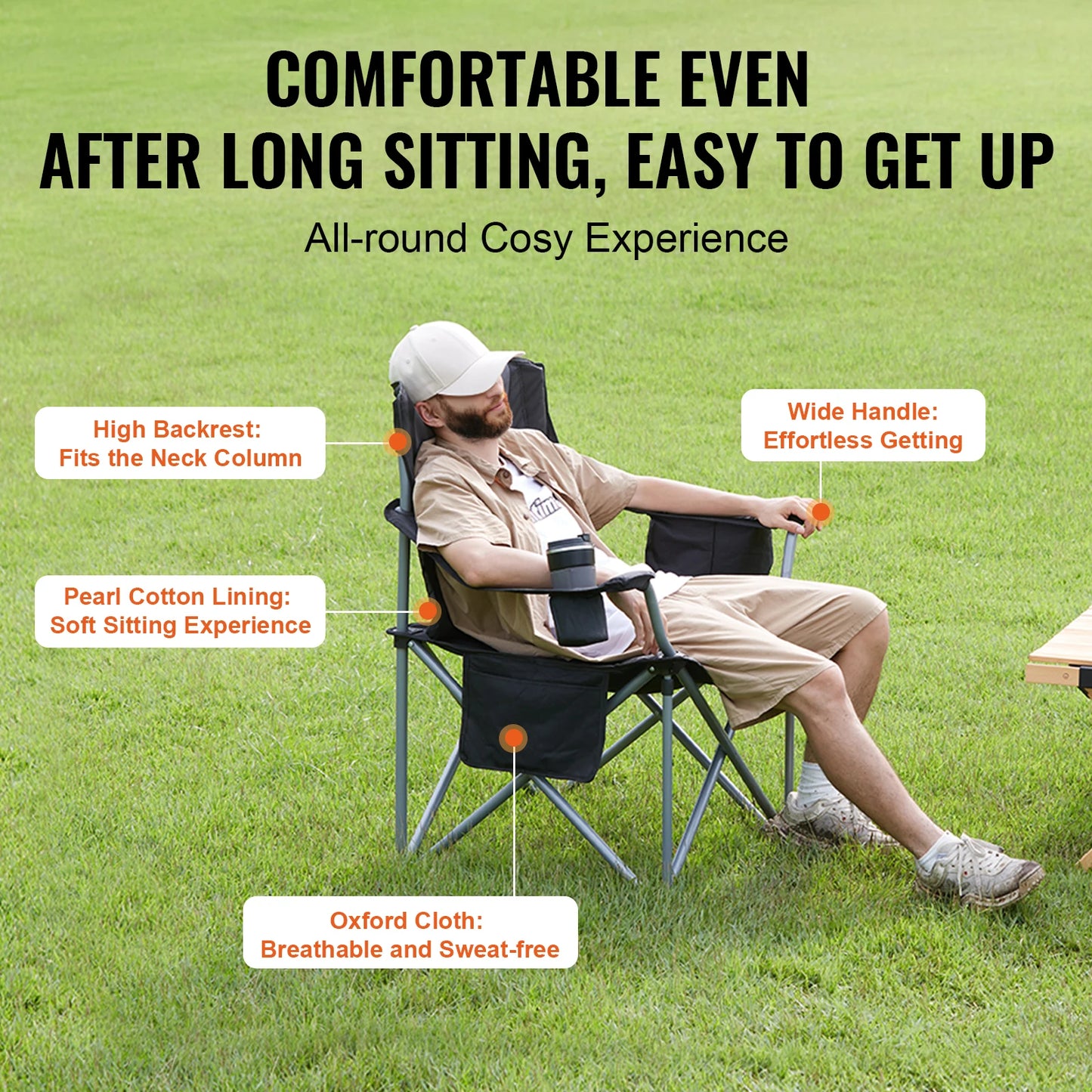 SucceBuy Ultralight Outdoor Camping Chair 350Lb Load Folding Seat