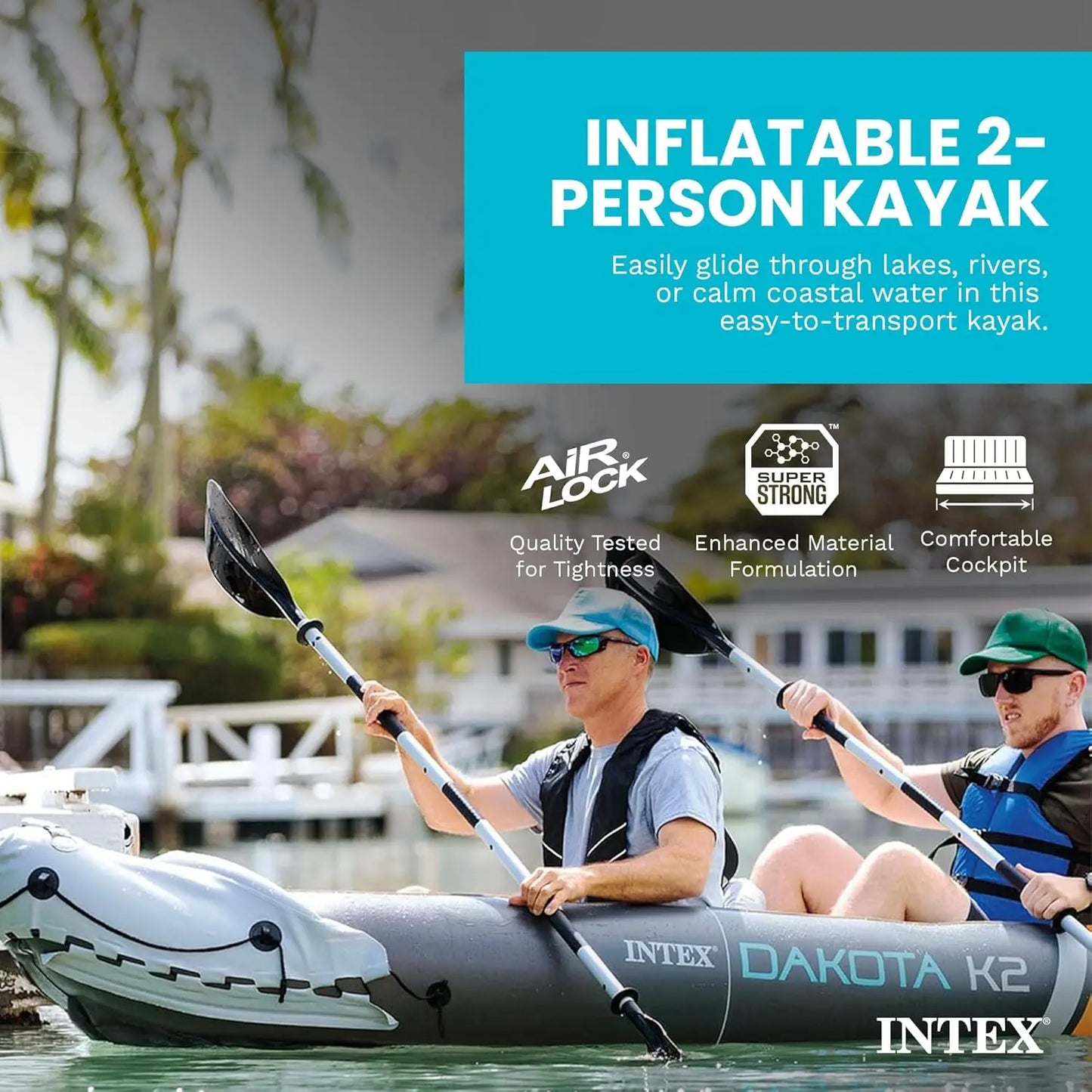 2-Person Inflatable Kayak Set With Aluminum Oars And Pump