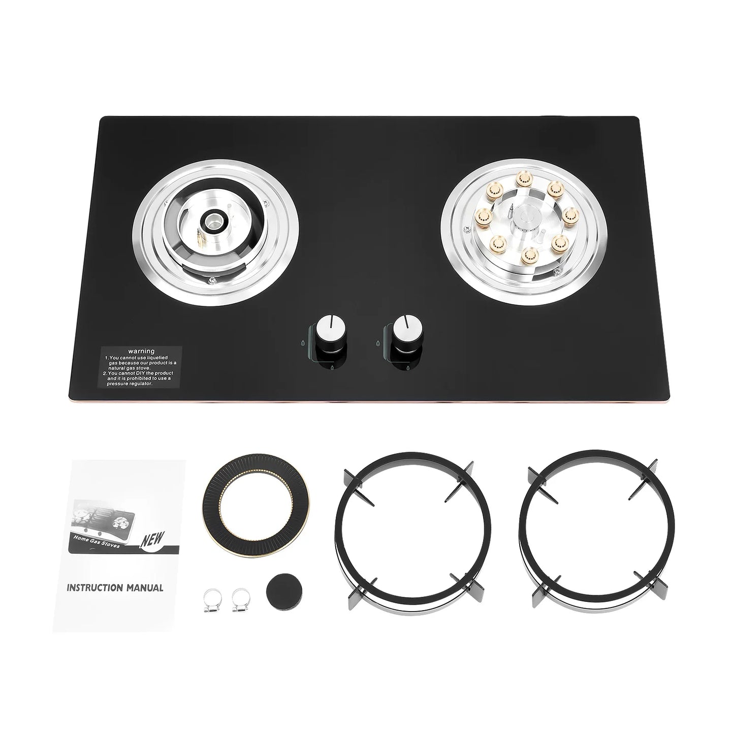 NONE Double Gas Stove Hob Natural Gas Stainless Steel