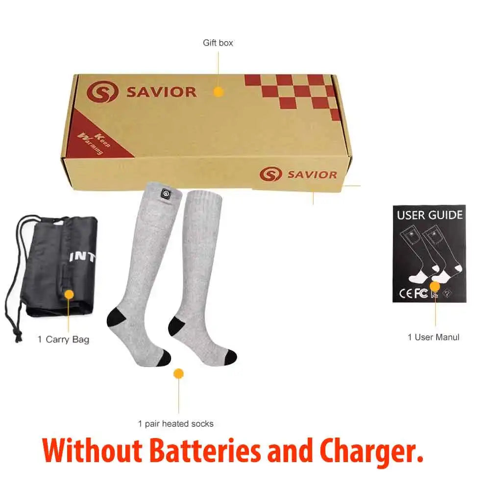 Savior Winter Thermal Heated Socks Ski Gloves With Rechargeable Battery