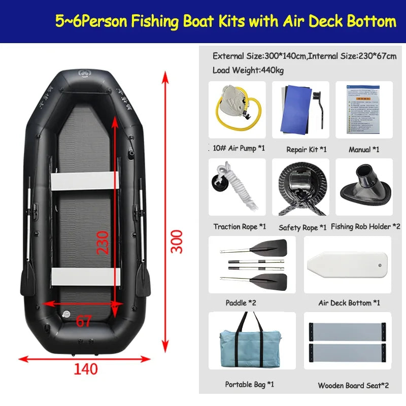 IHOMEINF Foldable Inflatable Boat Raft for Adults Dinghy TearResistant