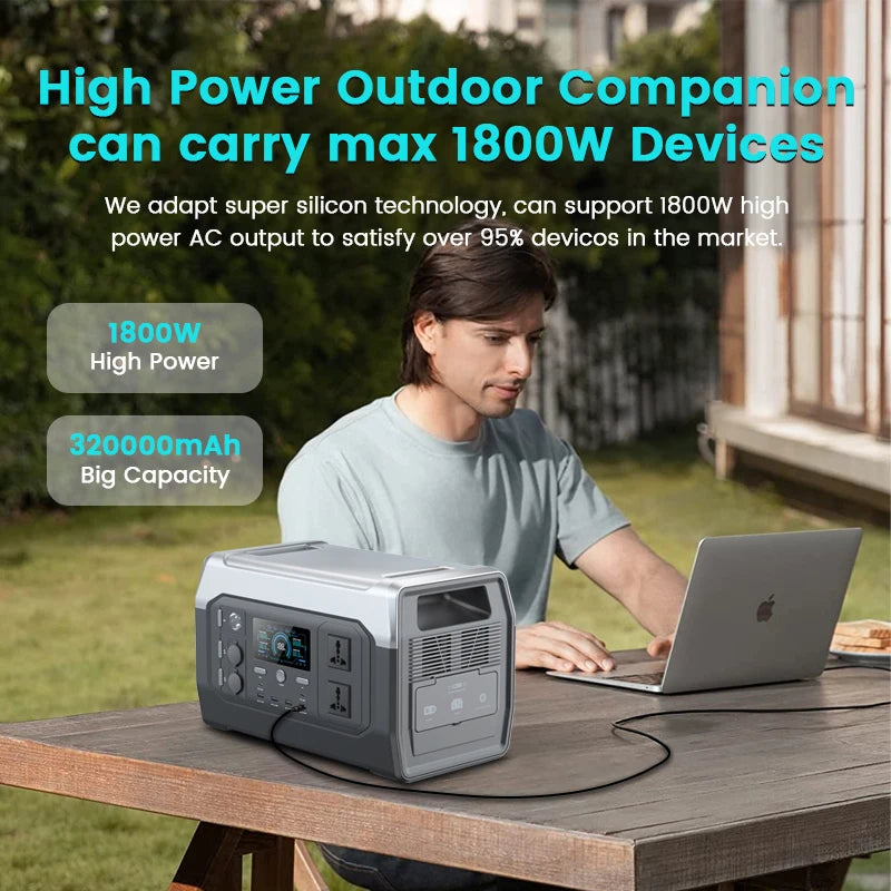 LiFePO4 1800W Portable Power Station Outdoor Solar Generator