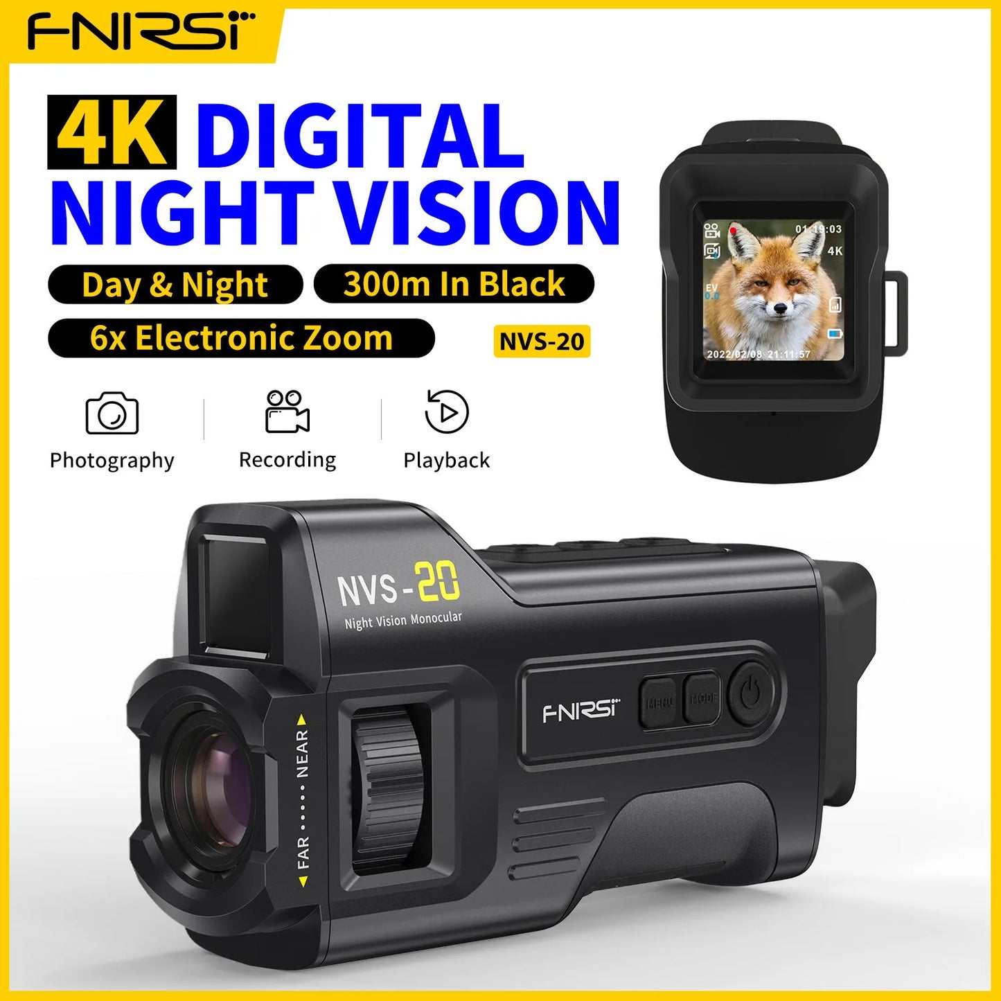 FNIRSI NVS-20 4K Monocular Telescope With 5x Digital Zoom