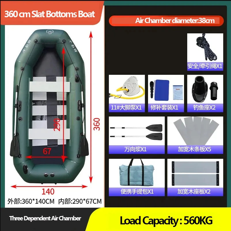 IHOME BOATPARTS Inflatable Fishing Kayak With Air Deck Bottoms
