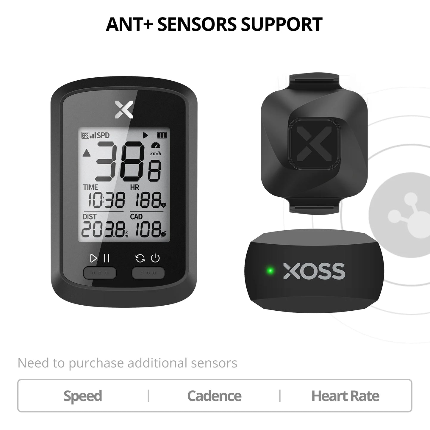 XOSS G/G Plus GPS Bike Computer ANT+ Wireless Road MTB